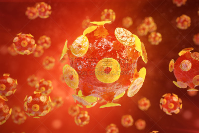 Viral hepatitis infection causing chronic liver disease , Hepatitis viruses 3d illustration