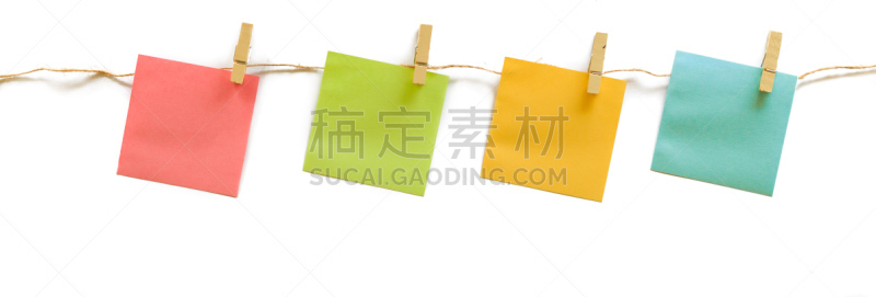 笔记本,便签,绳子,纸,多色的,空白的,留白,水平画幅,收集,提示