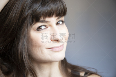 肖像,青年女人,砰,长发,特写,三个人,褐色,四个人,白色人种,真实的人