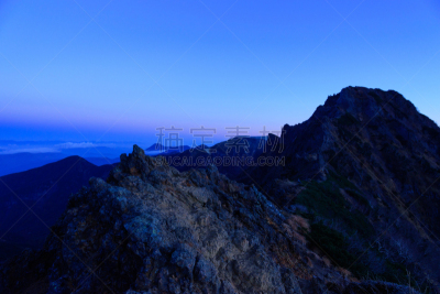 巴岳山,日本,黎明,山,修改系列,长野县,美,岩石山,水平画幅,秋天