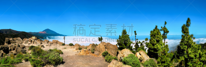 皮可德泰德山,特内里费岛,火山,欧若塔瓦峡谷,加那利群岛,全景,看风景,垃圾填埋场,云,环境保护