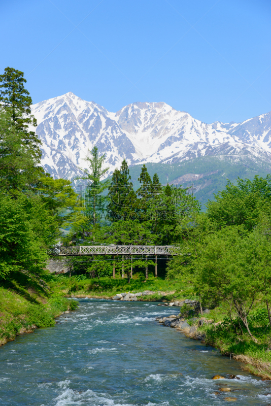 长野县,山,河流,公园,白马岳,白马,著名自然景观,垂直画幅,美,度假胜地