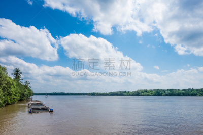笼子,泰国,养鱼场,巨大的,水,天空,美,水平画幅,无人,传统