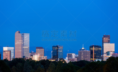 丹佛,黎明,城市天际线,天空,公园,洛矶山脉,水平画幅,夜晚,无人,曙暮光