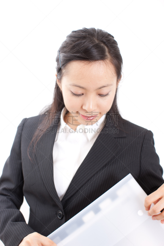 文档,女商人,垂直画幅,办公室,留白,衬衫,套装,仅成年人,日本人,白领