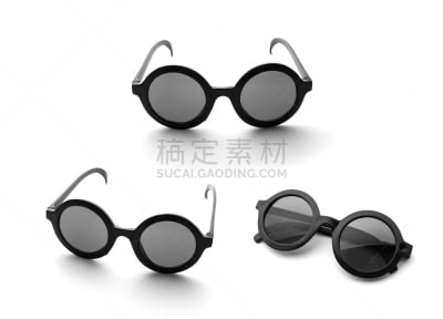 白色,黑色,分离着色,圆形,小丑眼镜,水平画幅,无人,近视,组物体,塑胶