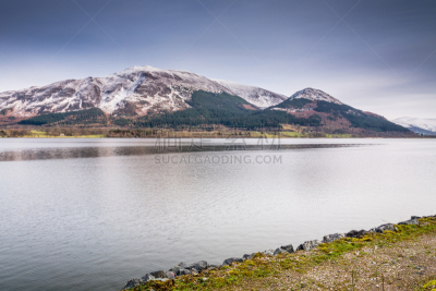斯基多峰,在上面,巴森斯韦特湖,水,公园,水平画幅,山,雪,英格兰,户外