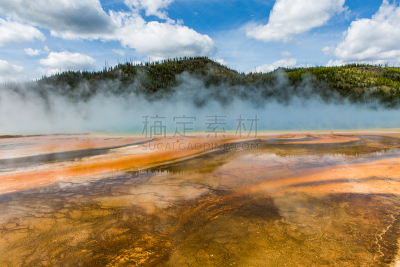 黄石公园,大棱镜泉,慕銳山,牛蹄湾,洛克菲勒中心,黄石河,地热发电站,间歇泉,蒙大拿州,水