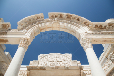 过去,以弗所,哈德良神殿,城市,艺术,水平画幅,无人,古老的,石材,考古学