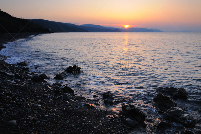 海洋,早晨,水,天空,水平画幅,夜晚,无人,曙暮光,户外,剪影