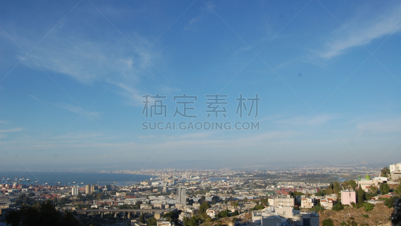 海法,海湾,天空,水平画幅,无人,城市,以色列,水湾,摄影