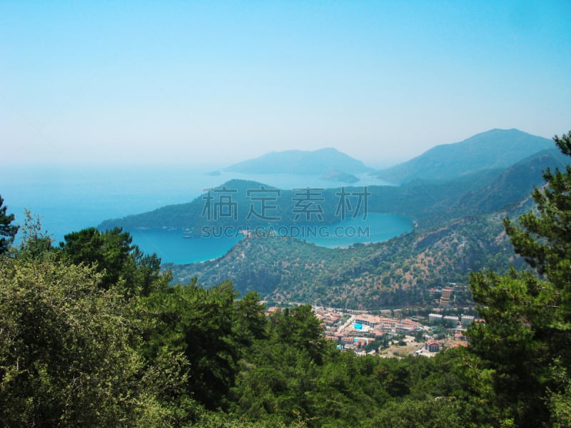 俄鲁丹尼斯,全景,海滩,土耳其,蓝湖,斐提耶,自然,水平画幅,无人,蓝色