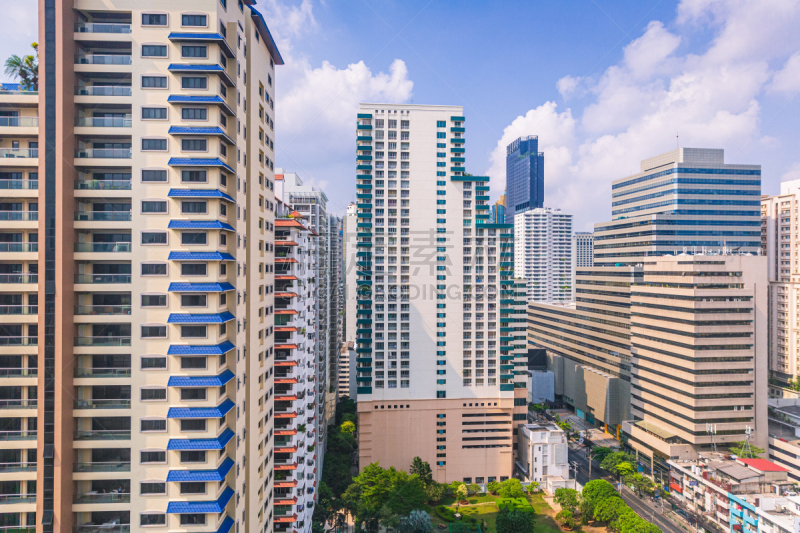 都市风景,建筑外部,拥挤的,城市生活,视角,华贵,城镇景观,云,泰国,技术