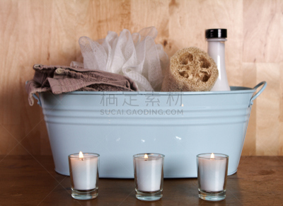 蜡烛,海绵,天然海棉,美,水平画幅,无人,洗脸毛巾,spa美容,化妆用品,润肤露