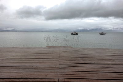 Mid channel between Sao Sebastiao and Ilhabela - São Paulo, Brazil - seen from Ilhabela on a cloudy day with - Panorama photo