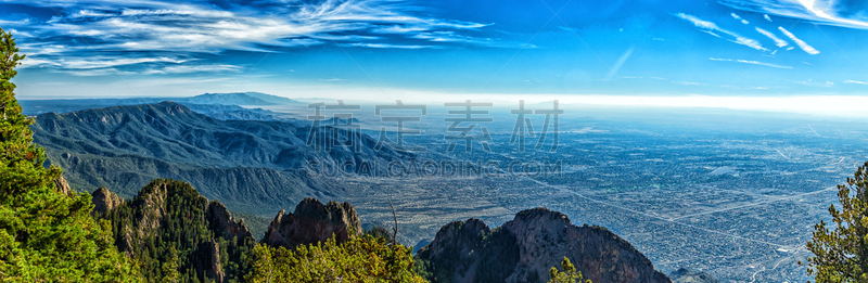 高视角,爱伯克奇市,里,天空,水平画幅,岩石,无人,蓝色,全景,阿尔伯克基