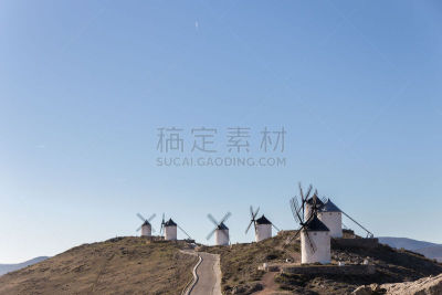 风车镇,现代风车,传统风车,托莱多省,托莱多,卡斯蒂利亚-拉曼恰,当地著名景点,纪念碑,水平画幅,无人