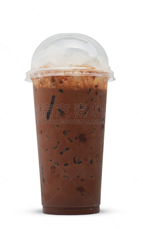 一次性杯子,巧克力,冰,白色背景,垂直画幅,水,褐色,无人,塑胶,饮料