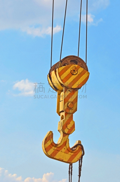 起重机,吊钩,滑车,垂直画幅,天空,系船索,金属,建筑业,工程,商业金融和工业
