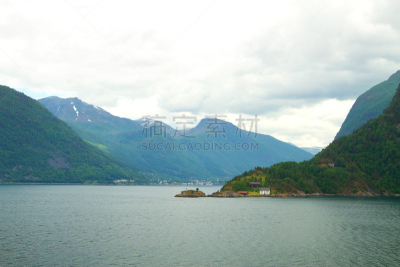 北,挪威峡湾,松恩峡湾,自然,水平画幅,无人,蓝色,欧洲,夏天,户外