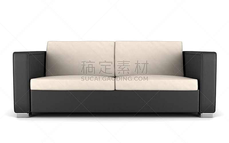 白色背景,黑色,现代,沙发,米色,分离着色,新的,座位,水平画幅,无人