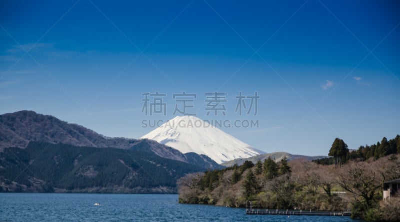 湖,看风景,船,鸟居,富士山,水平画幅,地形,山,无人,日本