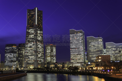 横滨,曙暮光,摩天大楼,横滨地标大厦,横滨高速铁路,东京湾,摩天轮,天空,美,里山