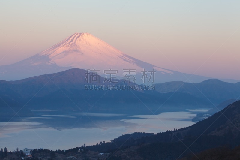 山,神奈川县,富士箱根伊豆国立公园,冬天,早晨,富士山,自然,寒冷,水平画幅,雪