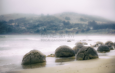 摩拉基大圆石,新西兰,水平画幅,沙子,沙洲,夏天,异国情调,想法,球体,巨石