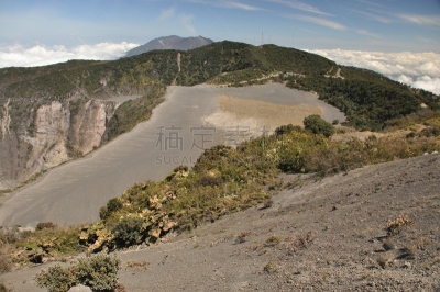 云,火山口,哥斯达黎加,伊拉苏火山,十字转门,熔岩,磨脚石,安全,热,部分