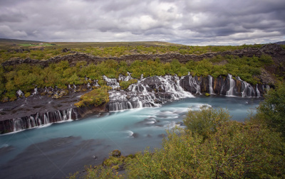 hraunfossar,瀑布,欧洲,自然,长时间曝光,风景,长的,图像,北欧,旅游目的地