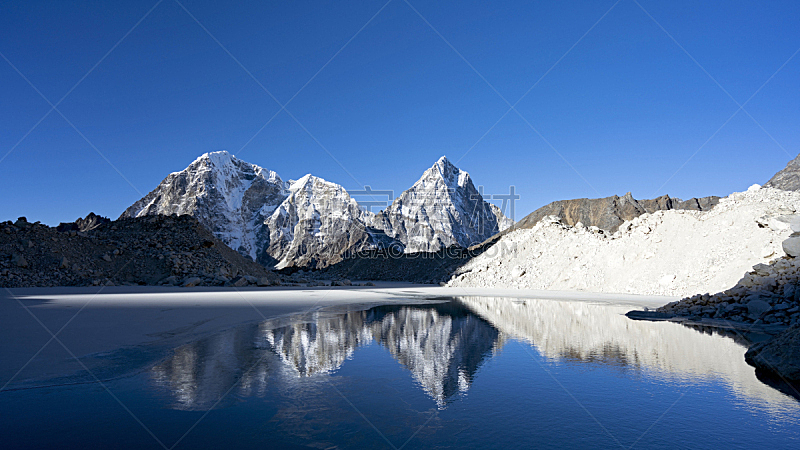 湖,khumbu glacier,朱拉兹峰,雪山,尼泊尔,雪,岩石,户外,高处,冰