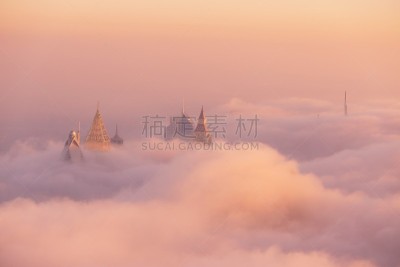 迪拜,雾,白昼,阿联酋大厦,谢赫扎耶德路,哈利法塔,未来,水平画幅,早晨,户外