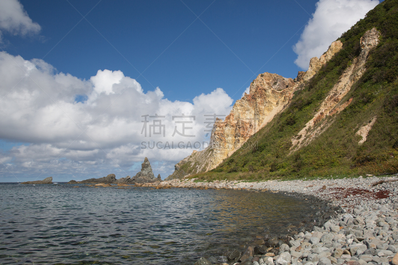 积丹半岛,天空,半岛,水平画幅,无人,蓝色,日本,夏天,户外,北海道