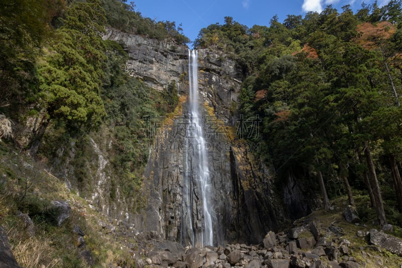 瀑布,和歌山县,熊野古道,世界遗产,图像,无人,旅游目的地,水,河流,岩石