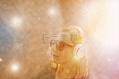 音乐,艺术,美,水平画幅,想法,粒子,音乐人,光,头饰,儿童