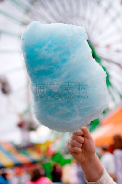 棉花糖,拿着,蓝色,半空中,特写,儿童,糖,青春期,人