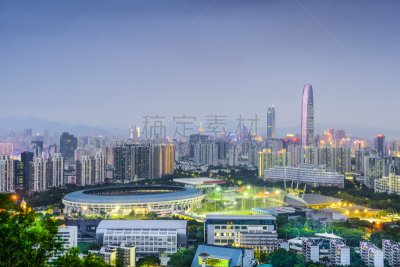 深圳,城市天际线,体育场,水平画幅,夜晚,无人,曙暮光,户外,东莞,都市风景