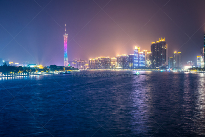 夜晚,广州,珀尔里福,塔,水,水平画幅,银行,无人,户外,都市风景