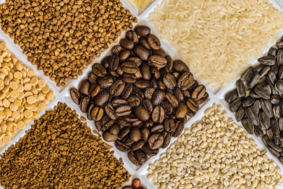 食品杂货,荞麦,咖啡,向日葵籽,豌豆,米,干燥食品,珍珠麦,咖啡豆,烤的
