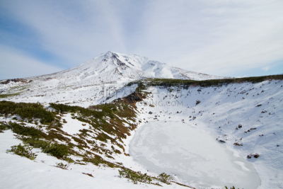 冬天,山,旭岳火山,水平画幅,雪,无人,户外,硫磺,高处,雾
