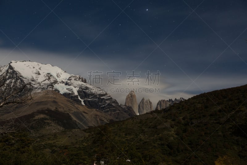 智利,自然,野生动物,卡尔布科火山,水平画幅,夜晚,雪,无人,月亮,户外