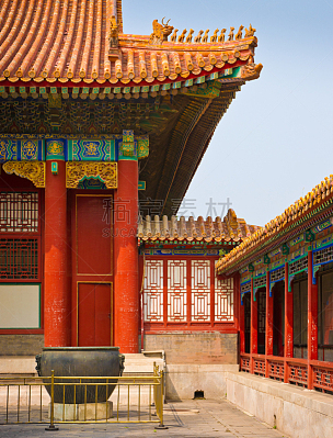 故宫,北京,中国,庭院,清朝,明朝风格,大锅炉,垂直画幅,门口,无人