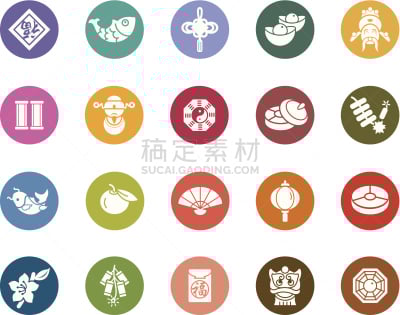 彩色图片,春节,计算机图标,中国结,狮子舞蹈,折扇,中国对联,红包,可折叠的,铸锭