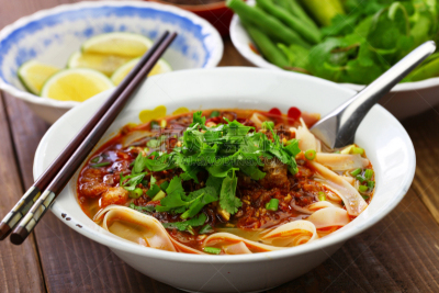 香料,食品,肉末,猪肉,宽的,汤,老挝,米粉,传统,蔬菜