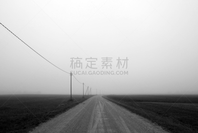 雾,希奥利艾,水平画幅,无人,路,极简构图,沙砾,立陶宛共和国,摄影