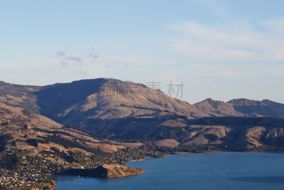 akaroa,海港,高处,山,看风景,新西兰,新西兰坎特伯雷地区,半岛,水