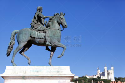雕像,louis xiv,白来果广场,里昂,罗讷省,青铜,水平画幅,建筑,无人