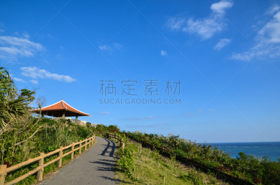 观测点,小路,自然,水平画幅,无人,江岛无须鳚,日本,夏天,岛,冲绳县