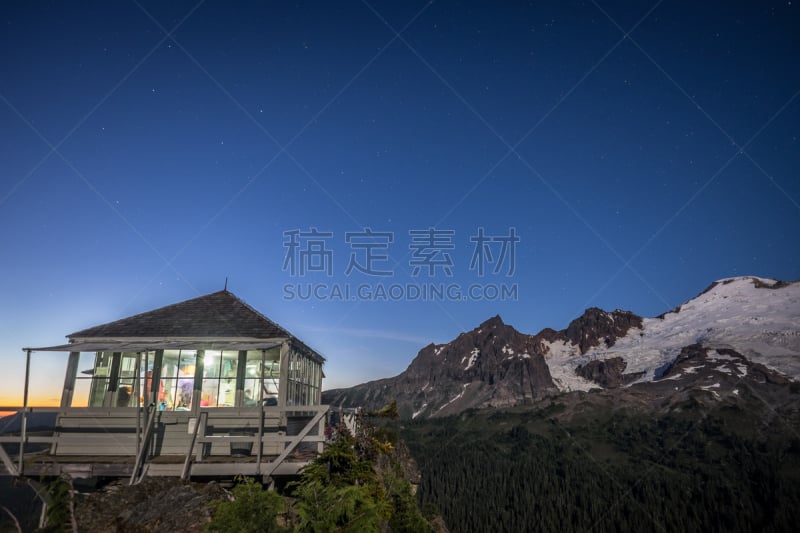 孤峰群,火警瞭望台,贝克尔山,北小瀑布国家公园,华盛顿州,火山,水平画幅,卡斯基德山脉,山,冰河